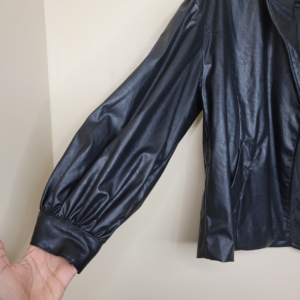 Who What Wear Black Faux Leather Jacket Medium - Picture 3 of 9
